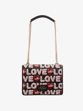 Love Moschino Black Crossbody with Pink & Red LOVE Print